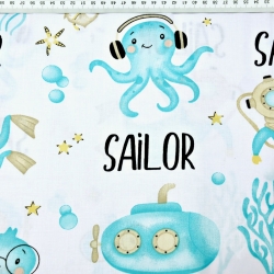 Baumwolle 100% türkisfarbene Taucher auf weißem Hintergrund  