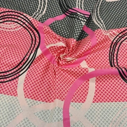 100% Baumwolle Kreise grau-rosa-schwarz - 220cm  