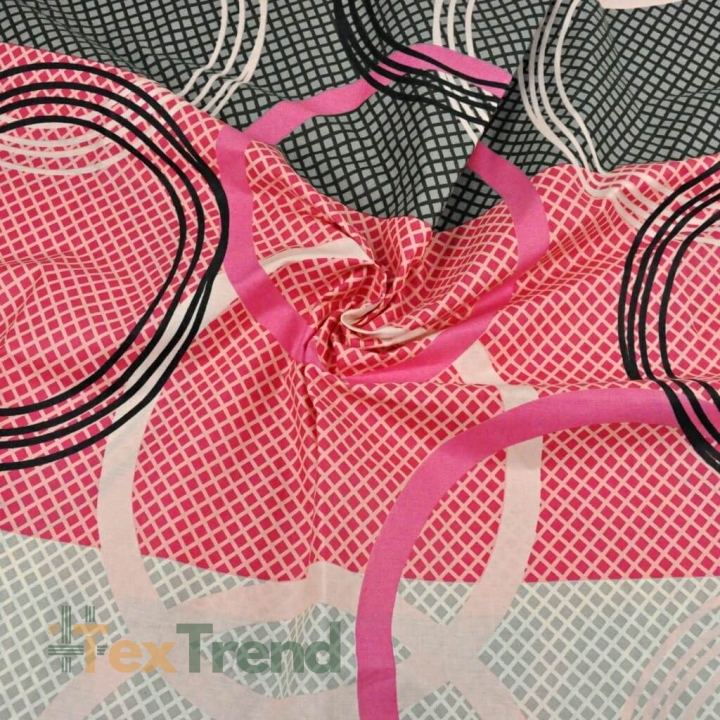 100% Baumwolle Kreise grau-rosa-schwarz - 220cm  
