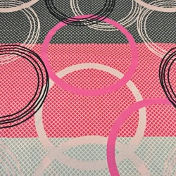 100% Baumwolle Kreise grau-rosa-schwarz - 220cm  