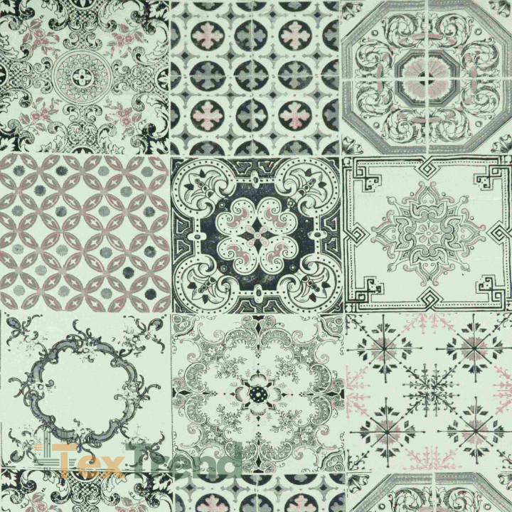 Baumwolle 100% Patchwork Ornament schwarz auf ecrufarbenem Hintergrund  