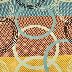 100% Baumwolle Kreise blau-braun-gelb - 220cm  