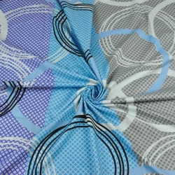 100% Baumwolle Kreise blau-grau-lila - 220cm  