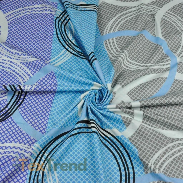 100% Baumwolle Kreise blau-grau-lila - 220cm  
