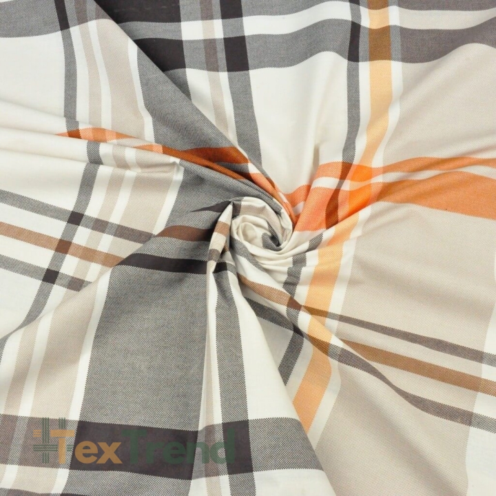 100% Baumwolle Karomuster beige-orange-braun  