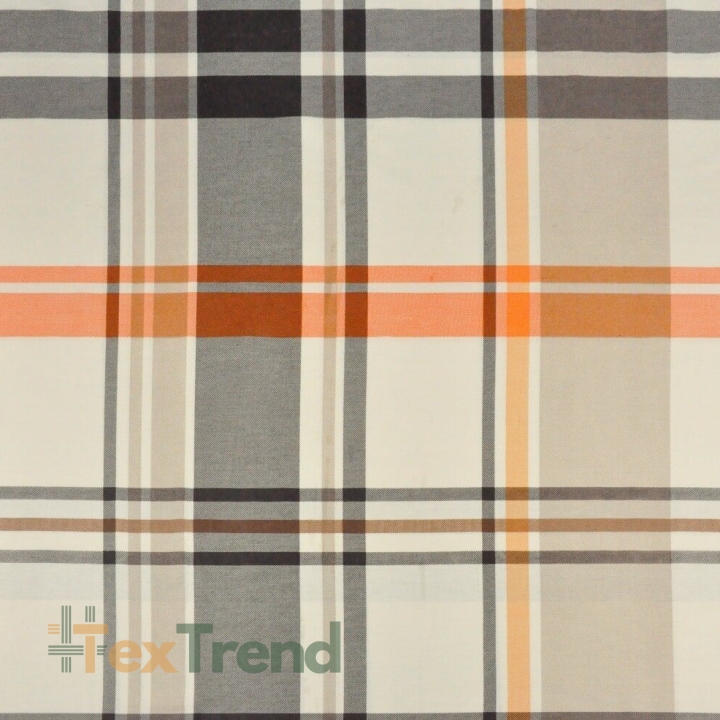 100% Baumwolle Karomuster beige-orange-braun  