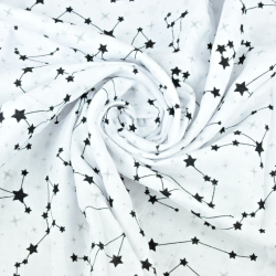Baumwoll-Musselin - schwarze Konstellation auf weißem Hintergrund  