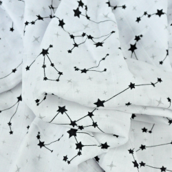 Baumwoll-Musselin - schwarze Konstellation auf weißem Hintergrund  