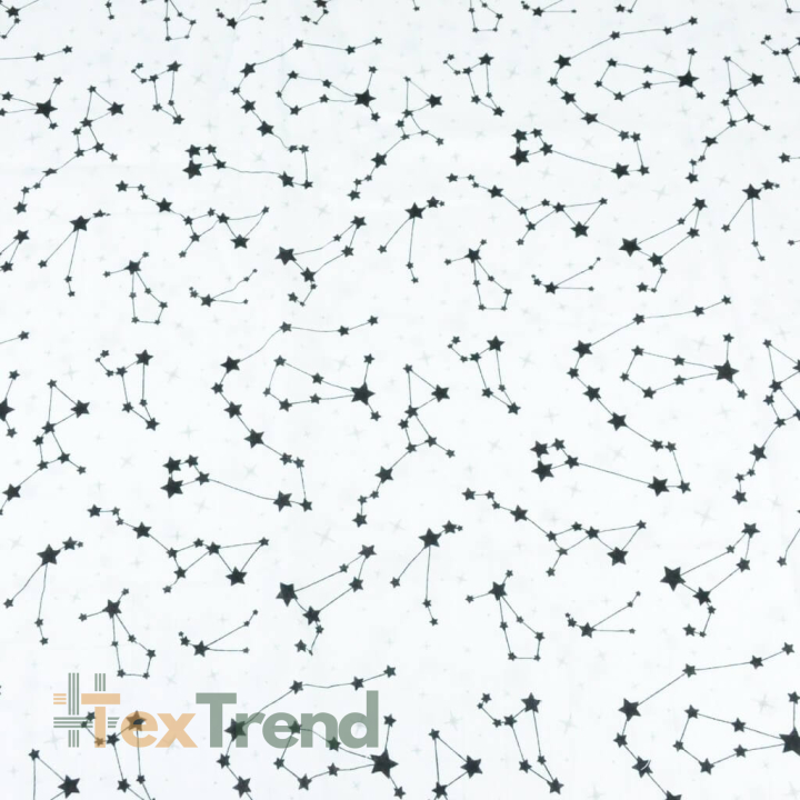 Baumwoll-Musselin - schwarze Konstellation auf weißem Hintergrund  