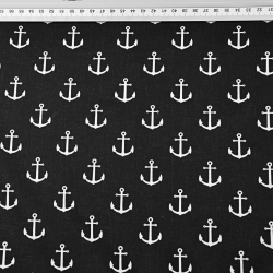 Baumwolle 100% weiße Anker auf schwarzem Hintergrund  