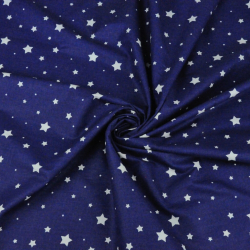 100% Baumwolle MINI MAXI Sterne weiß auf dunkelblauem Hintergrund  