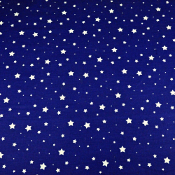 100% Baumwolle MINI MAXI Sterne weiß auf dunkelblauem Hintergrund  