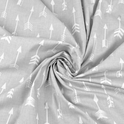 Baumwolle 100% - weiße Pfeile auf grauem Hintergrund  