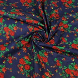 100% Baumwolle - Krakauer Muster auf dunkelblauem Hintergrund  