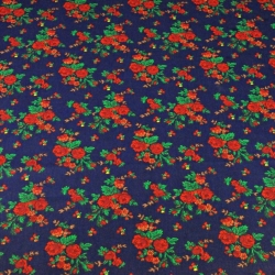 100% Baumwolle - Krakauer Muster auf dunkelblauem Hintergrund  