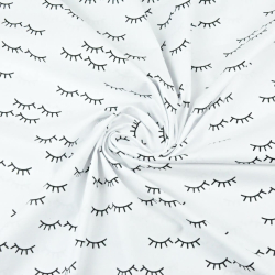 Baumwolle 100% - schwarze Wimpern auf weißem Hintergrund  