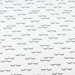 Baumwolle 100% - schwarze Wimpern auf weißem Hintergrund  