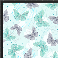 Interlock Jersey Digitaldruck - Schmetterlinge grau-mint auf mintfarbenem Hintergrund  