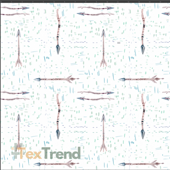 Interlock Jersey Digitaldruck - Indianerpfeile auf weißem Hintergrund  