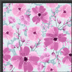Jersey Stoff Digitaldruck Mohnblumen rosa auf grauem Hintergrund  