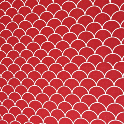 Baumwolle 100% weiße Schuppen auf karminrotem Hintergrund  