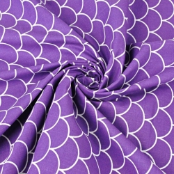 Baumwolle 100% weiße Schuppen auf lila Hintergrund  