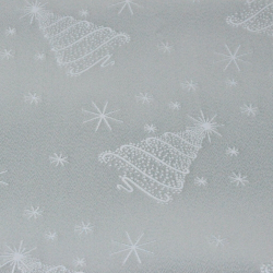 Dekorative Stoffe doppelseitig metallisiert - silberne Weihnachtsbäume auf weißem Hintergrund  