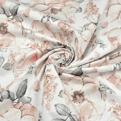 Baumwolle 100% Wildrosenblumen auf weißem Hintergrund 220cm  