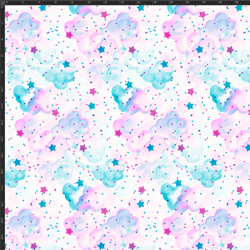 Interlock-Jersey Digitaldruck - mint-rosa Sterne mit Punkten  