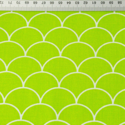 Baumwolle 100% weiße Schuppen auf grünem Hintergrund  