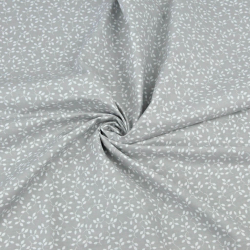 Baumwolle 100% MINI Blütenzweige weiß auf grauem Hintergrund  