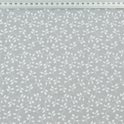 Baumwolle 100% MINI Blütenzweige weiß auf grauem Hintergrund  