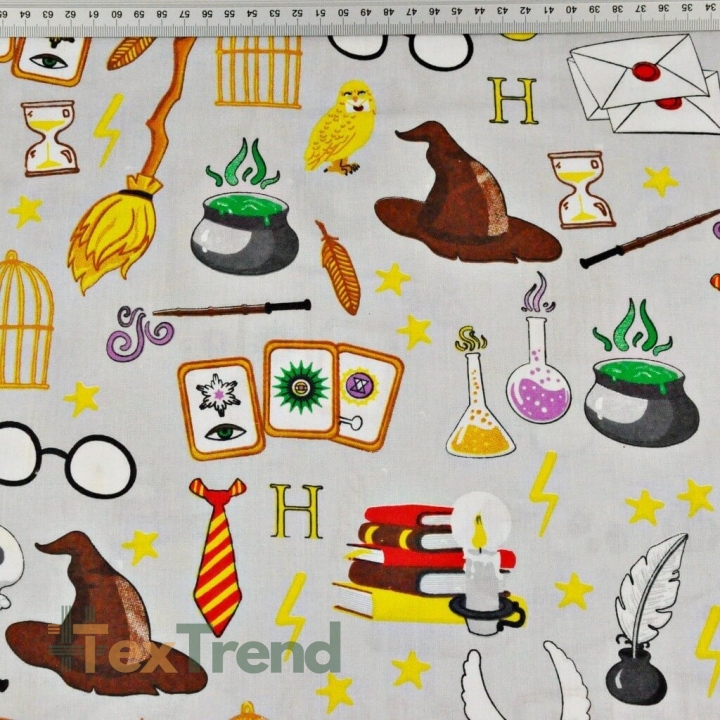 Baumwolle 100% magische Gadgets auf grauem Hintergrund  