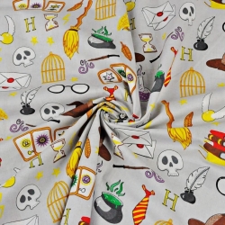 Baumwolle 100% magische Gadgets auf grauem Hintergrund  