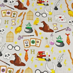 Baumwolle 100% magische Gadgets auf grauem Hintergrund  