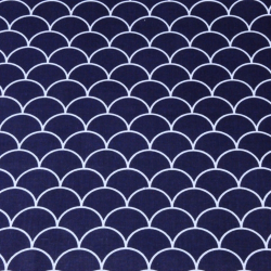 Baumwolle 100% weiße Schuppen auf navy Hintergrund  