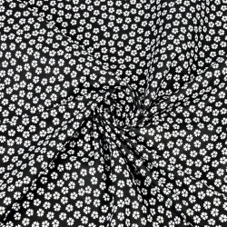 Baumwolle 100% MINI Kleeblätter weiß auf schwarzem Hintergrund  