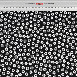 Baumwolle 100% MINI Kleeblätter weiß auf schwarzem Hintergrund  