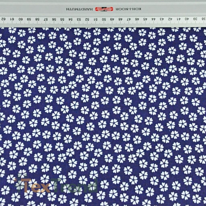 Baumwolle 100% MINI Kleeblätter weiß auf dunkelblauem Hintergrund  