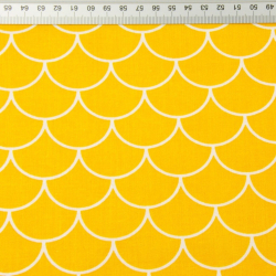 Baumwolle 100% weiße Schuppen auf dunkelgelbem Hintergrund  