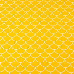 Baumwolle 100% weiße Schuppen auf dunkelgelbem Hintergrund  