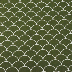 Baumwolle 100% weiße Schuppen auf faulgrünem Hintergrund  