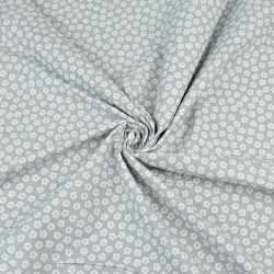 Baumwolle 100% MINI Kleeblätter weiß auf grauem Hintergrund  