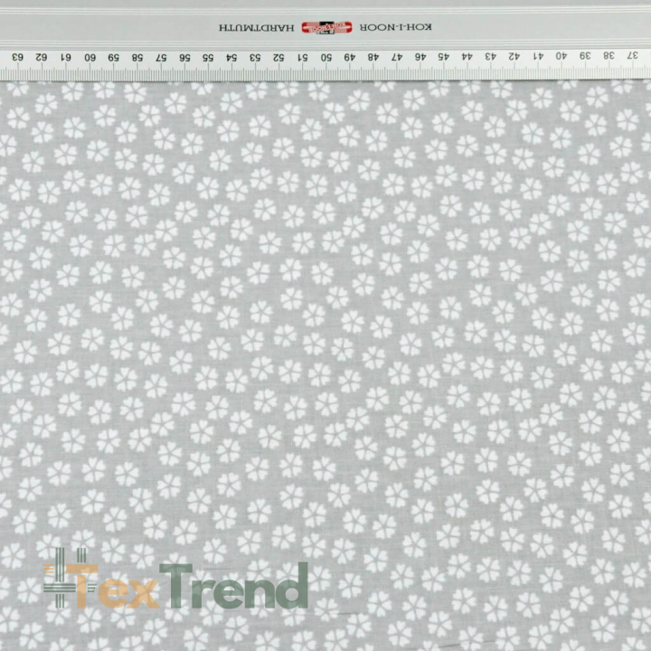 Baumwolle 100% MINI Kleeblätter weiß auf grauem Hintergrund  