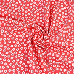 Baumwolle 100% MINI Kleeblätter weiß auf rotem Hintergrund  