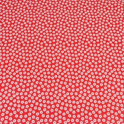 Baumwolle 100% MINI Kleeblätter weiß auf rotem Hintergrund  