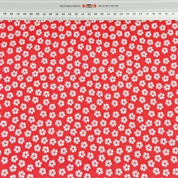 Baumwolle 100% MINI Kleeblätter weiß auf rotem Hintergrund  