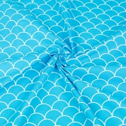 Baumwolle 100% weiße Schuppen auf türkisfarbenem Hintergrund  