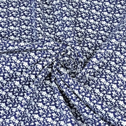 Baumwolle 100% MIDI Wiese weiß auf dunkelblauem Hintergrund  