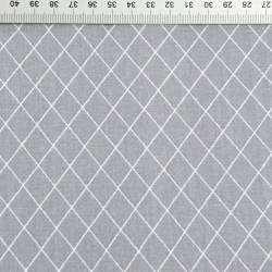 Baumwolle 100% weiße Rauten auf grauem Hintergrund
